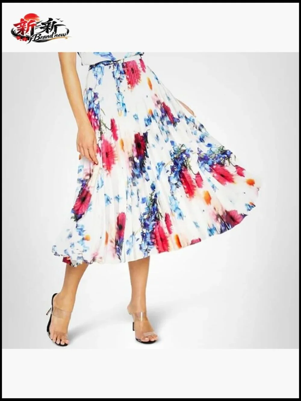 100% Polyester Elasticated Slip Pleat Skirt with Zipper